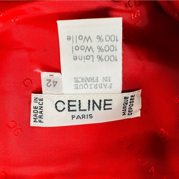 Authentic Celine 100% wool pleated midi skirt with gold chain waist saffron red - Picture 8 of 12